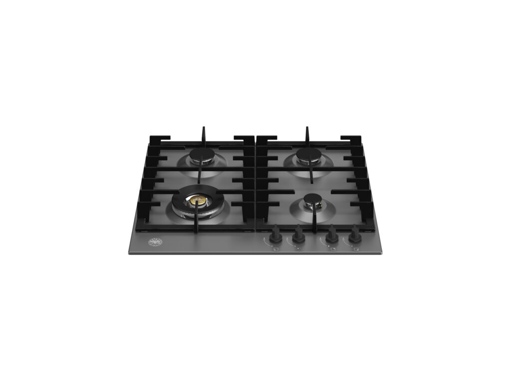 Built-in gas cooktop Bertazzoni, wok burner, 60 cm, stainless steel, matte black