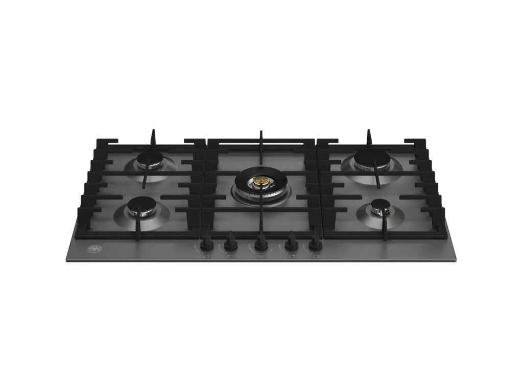 Built-in gas cooktop Bertazzoni, dual wok burner in the center, 90 cm, stainless steel, Matte black