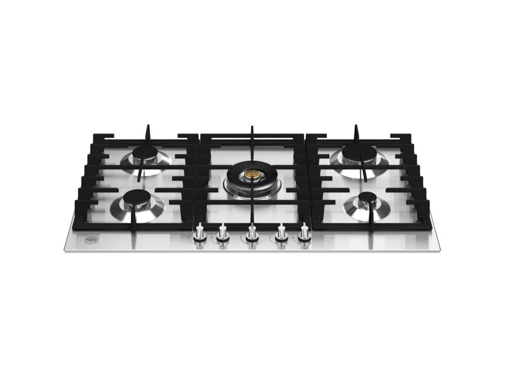 Built-in gas cooktop Bertazzoni, dual wok burner in the center, 90 cm, stainless steel