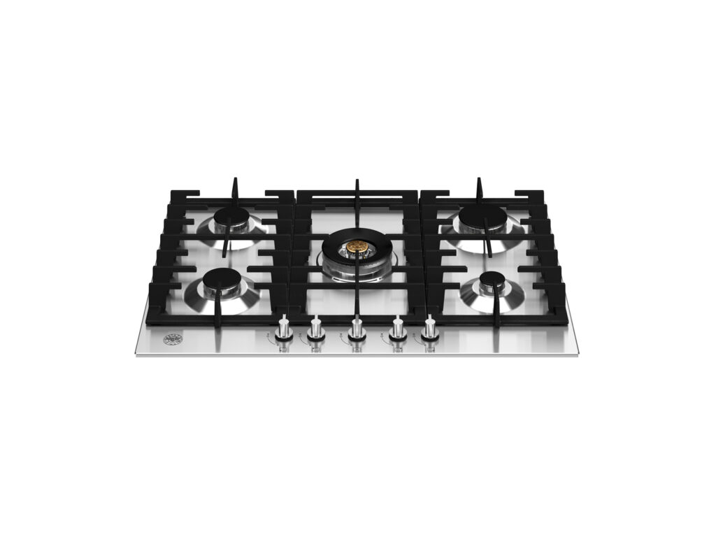 Built-in gas cooktop Bertazzoni, central wok burner, 75 cm, stainless steel