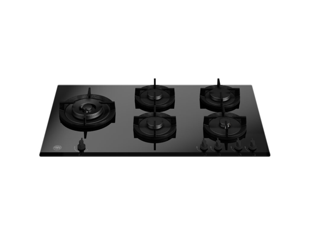 Built-in Gas Cooktop Bertazzoni on Glass, Wok Burner on the Side, 90 cm, Black