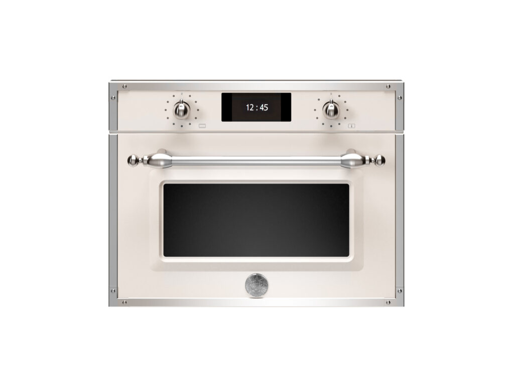 Compact combined steam oven Bertazzoni Heritage 60x45 cm, TFT display, Ivory / chrome