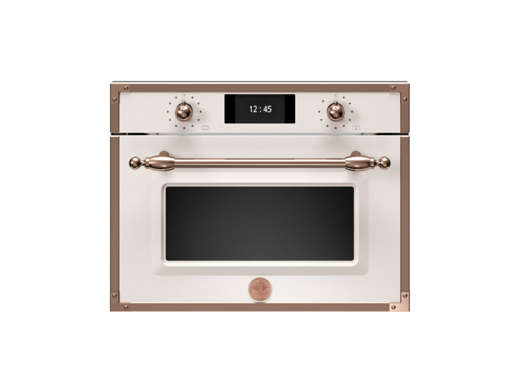 Compact combined steam oven Bertazzoni Heritage 60x45 cm, TFT display, Ivory / copper