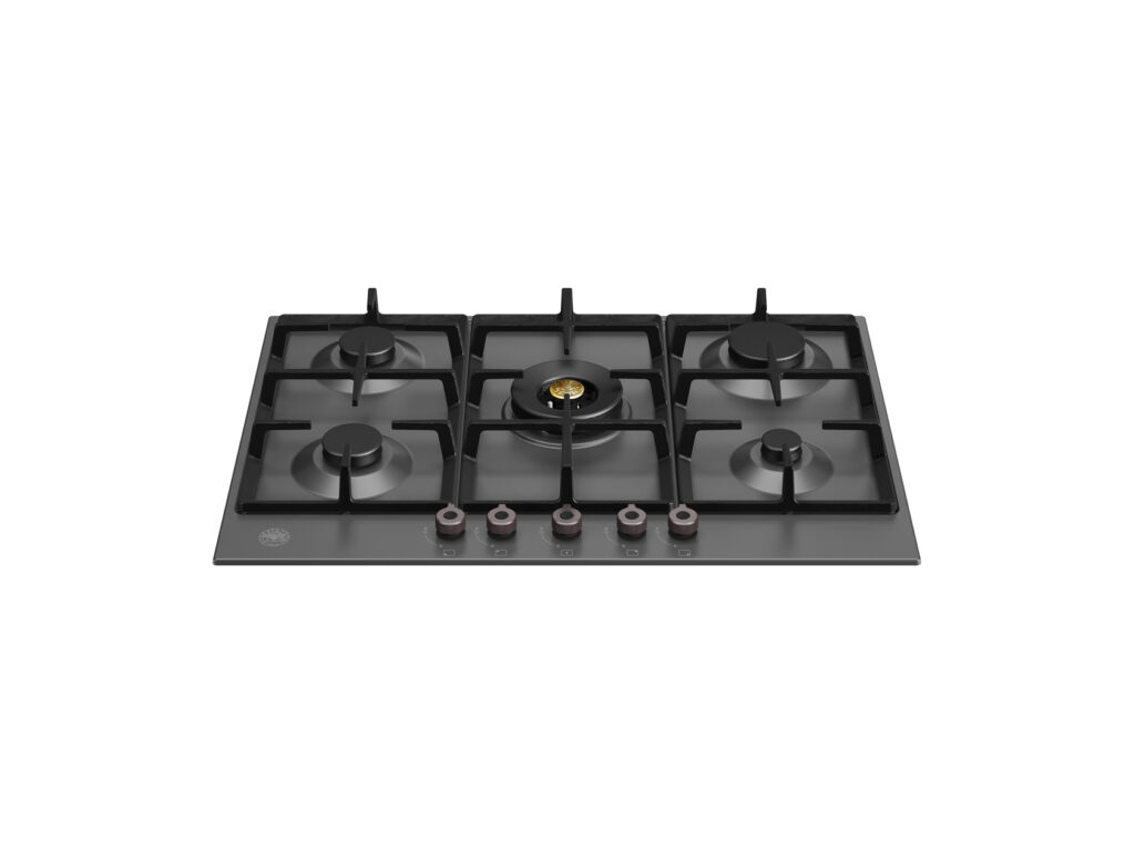 Gas Cooktop Bertazzoni Professional 75 cm with Wok Burner, Stainless Steel, Matte Black