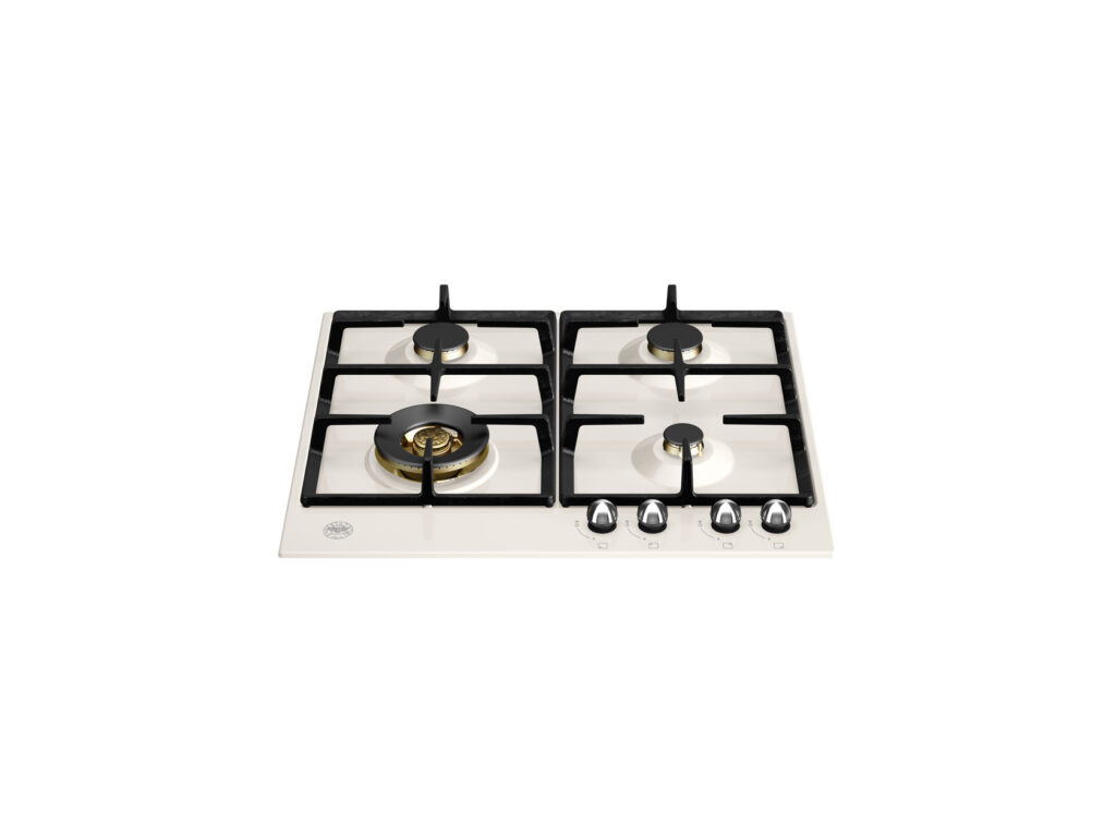 Bertazzoni Heritage 60 cm Gas Cooktop with Wok Burner, Black Enamel, Ivory / Chrome
