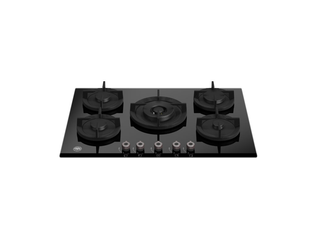 Bertazzoni Professional 75 cm Gas Glass Cooktop with Central Wok Burner, Black