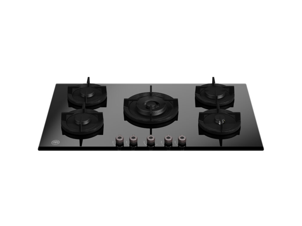 90 cm Glass Gas Cooktop with Central Wok Burner Bertazzoni Professional, Black