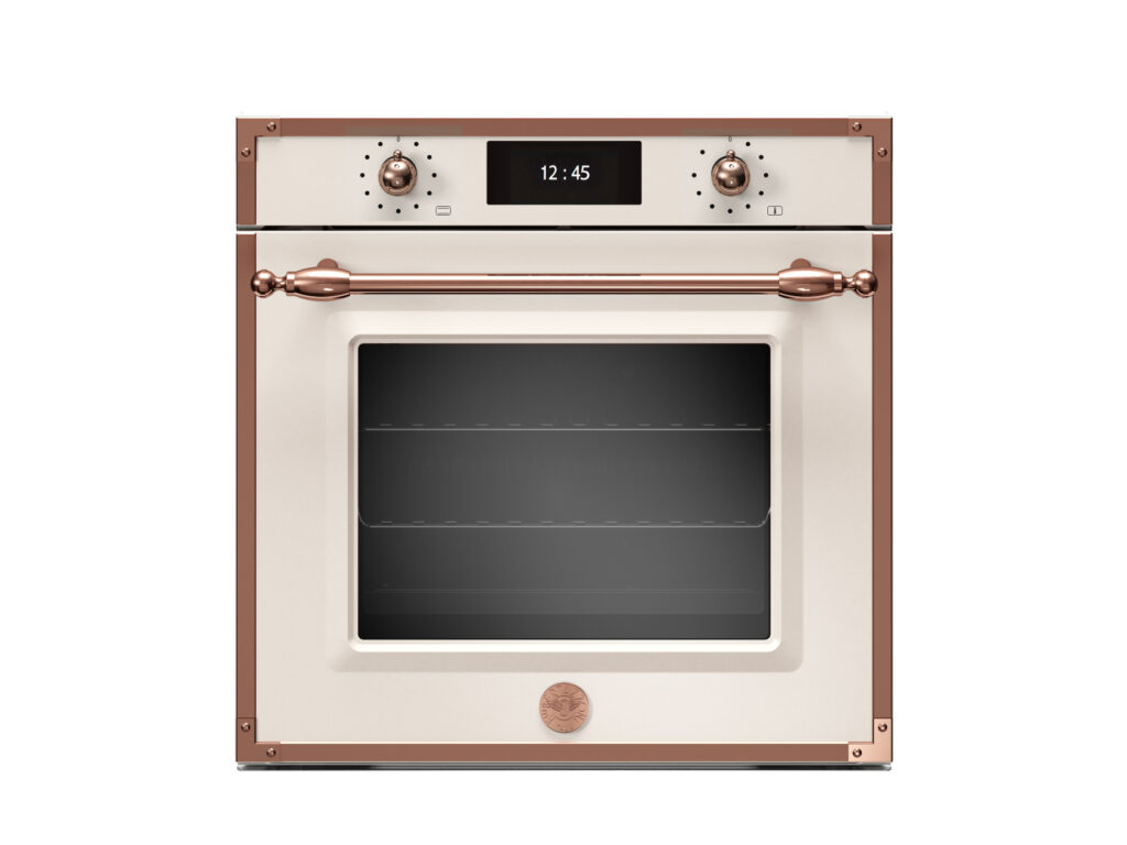 Oven Bertazzoni Heritage 60 cm, electric, pyrolysis and steam, TFT display, Cream / copper