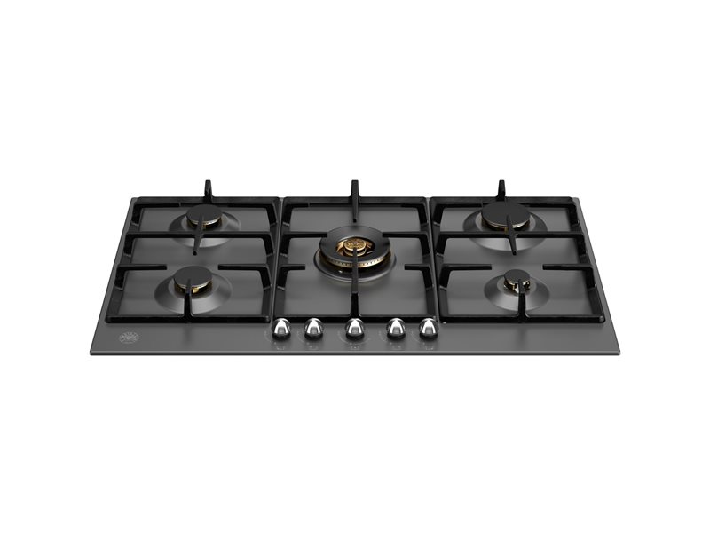 90 cm Gas Cooktop with Central Dual-Circuit Wok Burner Bertazzoni Heritage, Matte Black