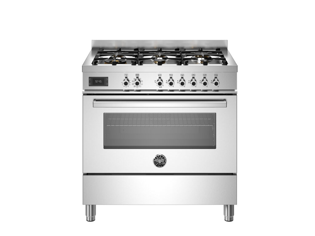 Gas Range Bertazzoni Professional 90 cm with 6 Burners and Electric Oven, Stainless Steel