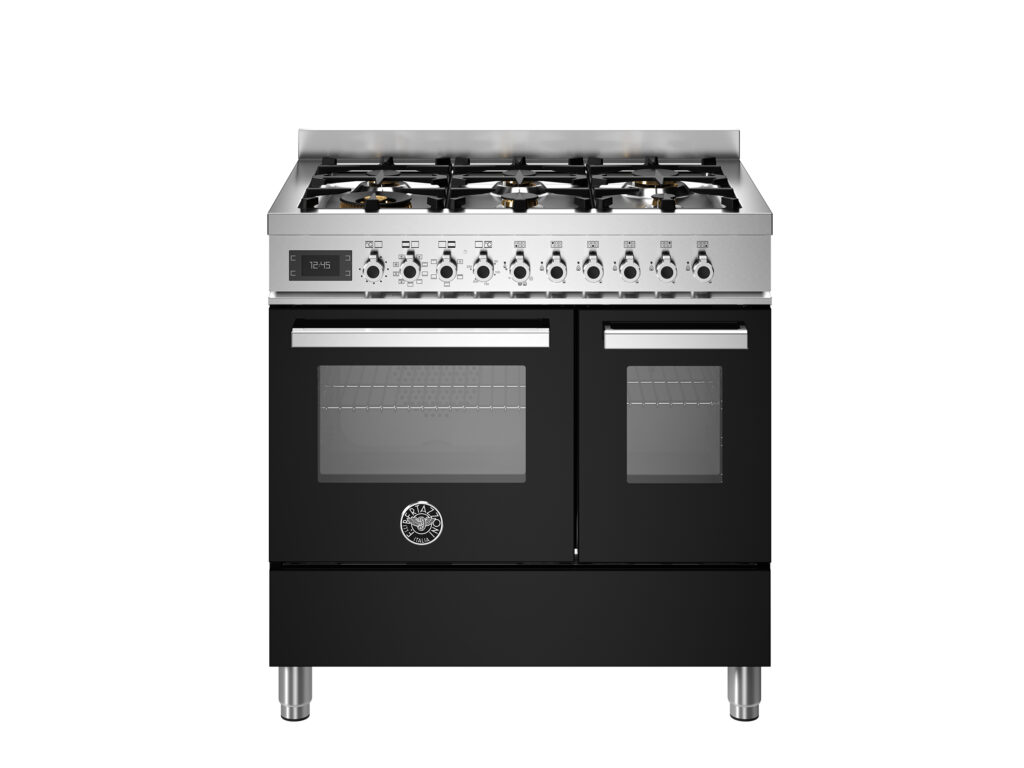 Bertazzoni Professional 90 cm Range with 6 Gas Burners and Two Electric Ovens, Black