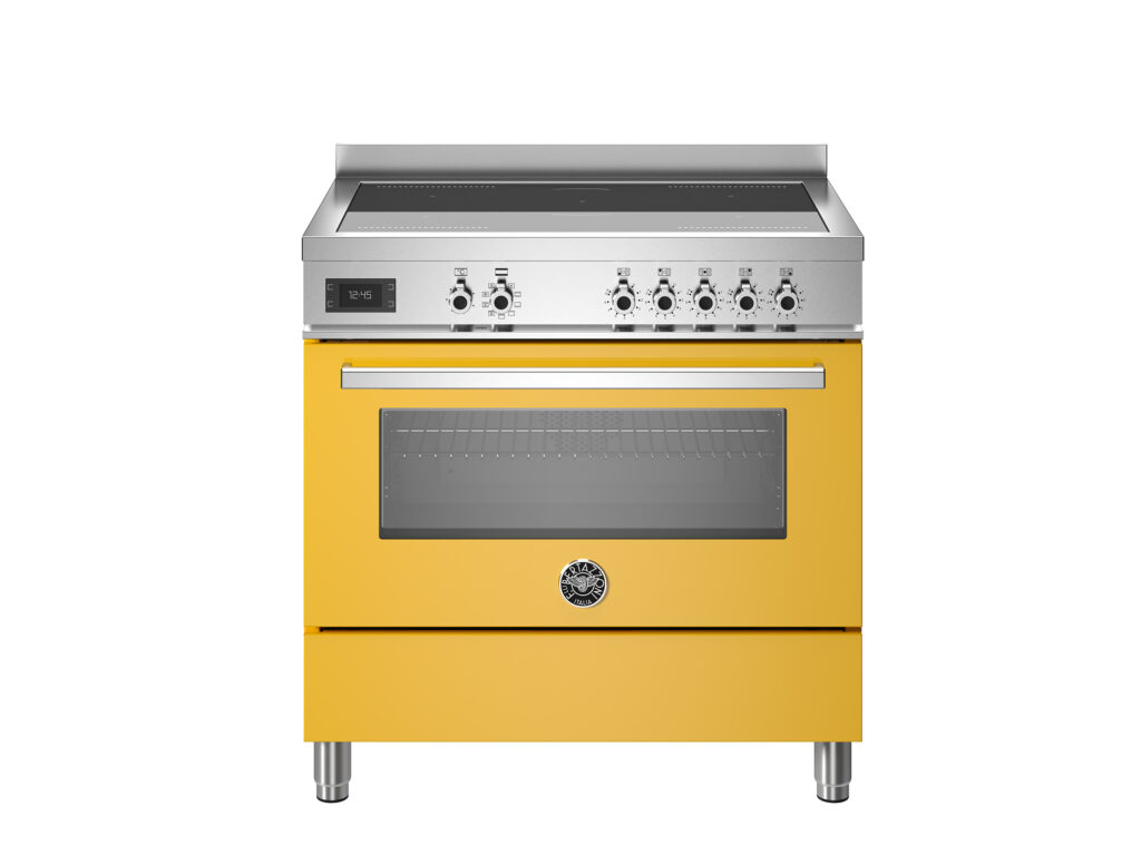 Bertazzoni Professional 90 cm induction hob with electric oven, Glossy Yellow