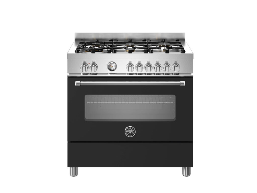 90 cm Gas Range with 6 Burners and Electric Oven Bertazzoni Master, Matte Black