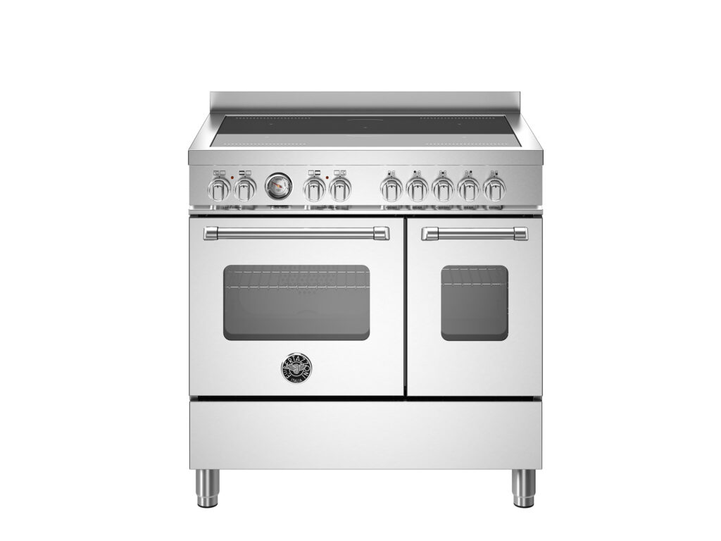 Electric Range Bertazzoni Master 90 cm with Induction Cooktop and Two Ovens, Stainless Steel