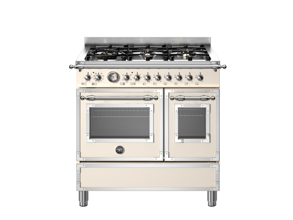 Bertazzoni Heritage 90 cm: cooker with 6 gas burners and two electric ovens, Ivory