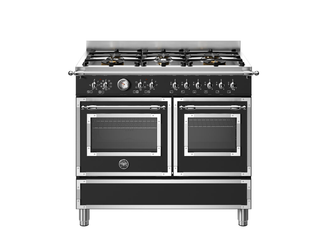 Heritage Range 100 cm with 6 gas burners and two electric ovens, Black