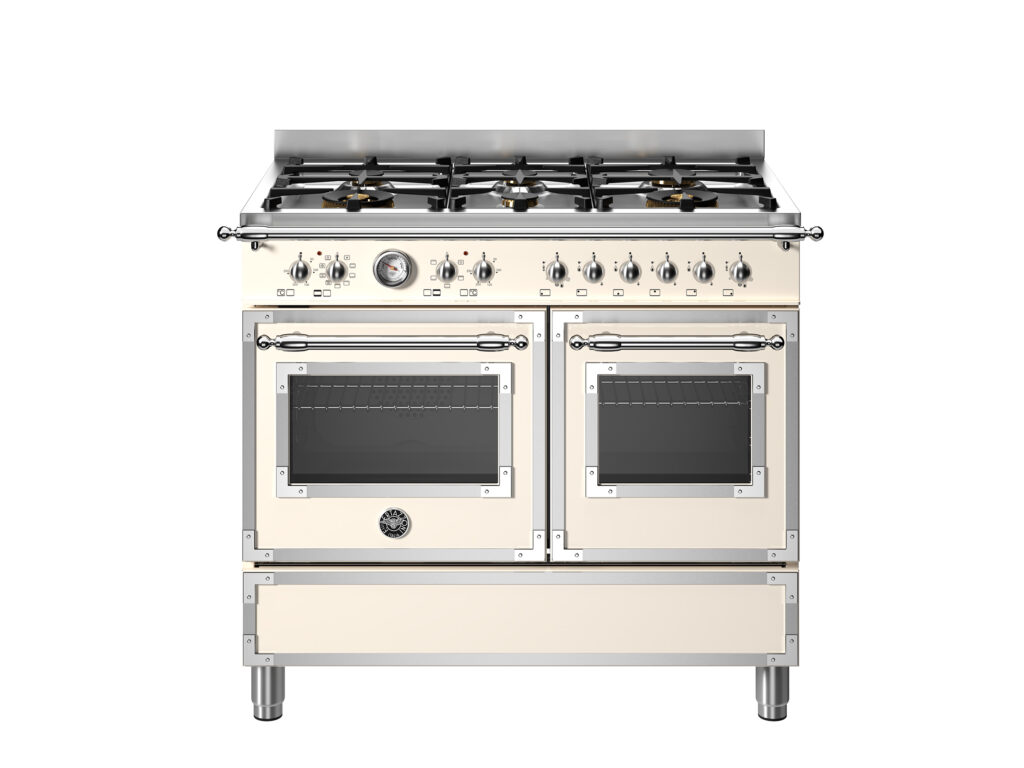 Heritage Range 100 cm with 6 gas burners and two electric ovens, Ivory