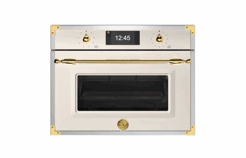 Compact built-in combined oven with steam, height 45cm, Heritage, ivory/gold